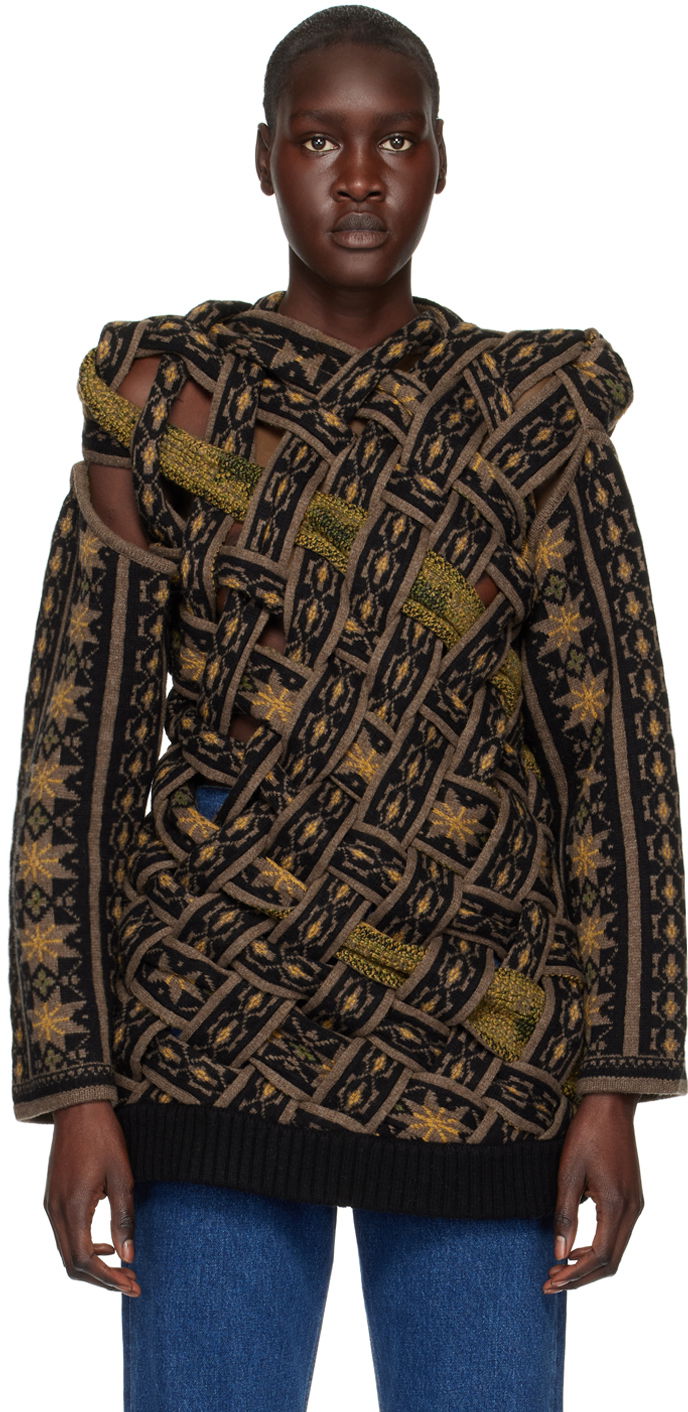 Sweater Y/PROJECT Braided Pattern Knit Sweater Sort | MPULL73-S23