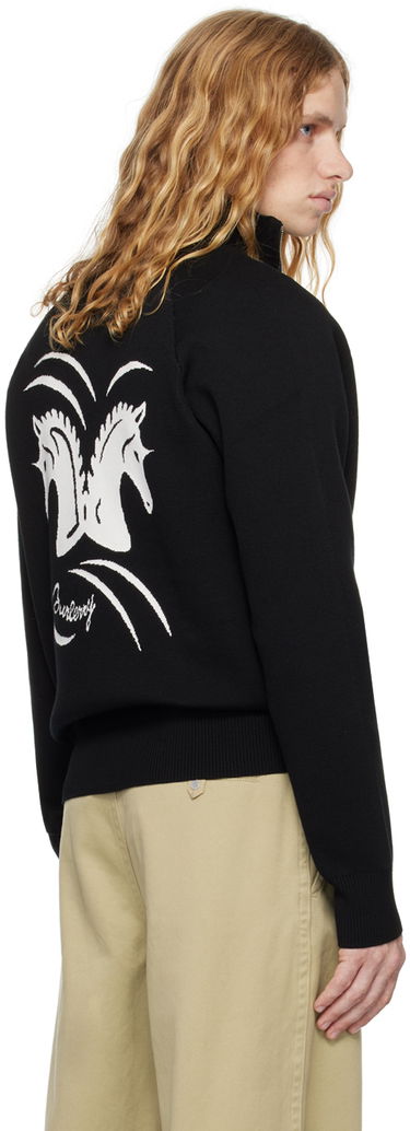 Sweater Burberry Burberry Wool Blend Track Jacket Sort | 8098865, 2