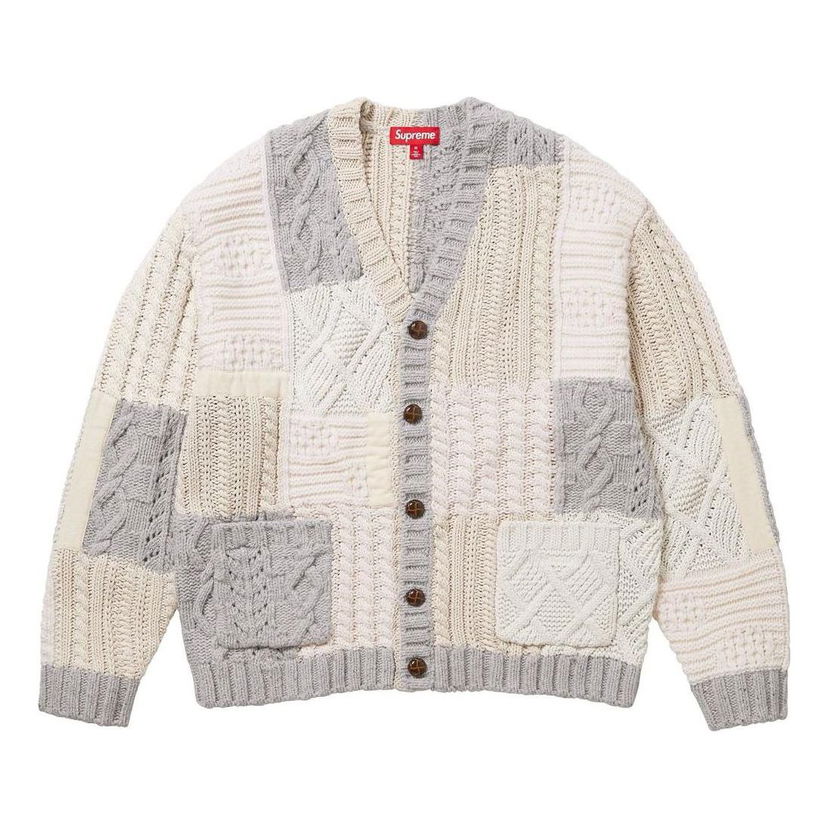 Sweater Supreme Patchwork Cable Knit Cardigan Grå | SUP-FW23-072