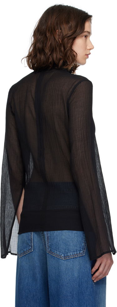 Skjorte TOTEME TOTEME Slit Sleeve Mock Neck Blouse Sort | 253-WRT0546-FB0462, 2