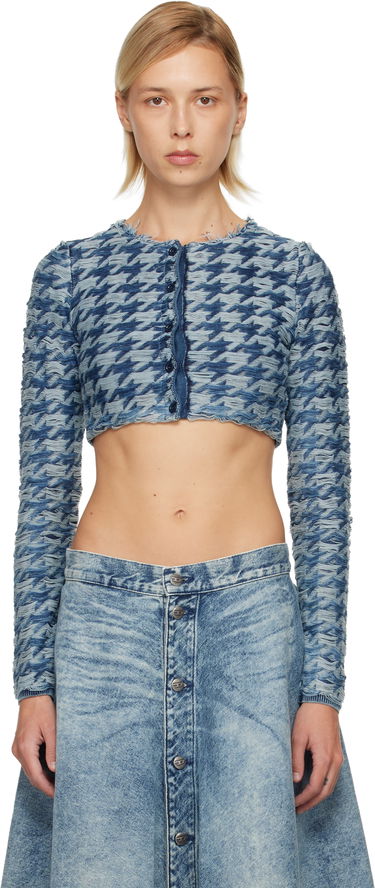 Sweater Diesel M-Hella Textured Houndstooth Cropped Cardigan Flerfarvet | A21445 0EGCA, 0
