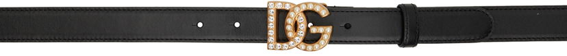 Bælter Dolce & Gabbana Black Bejeweled 'DG' Belt Sort | BE1577AQ339