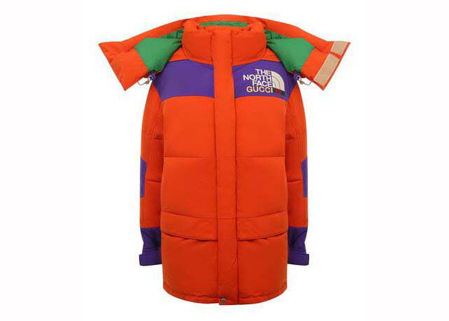 Jakke Gucci The North Face x Long Down Jacket Orange/Purple/Green Rød | 663921 XKQSL 6167