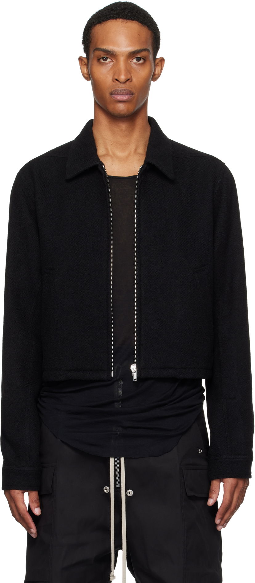 Jakke Rick Owens Rick Owens Concordians Alice Brad Cropped Jacket Sort | RU02E1720 WBD