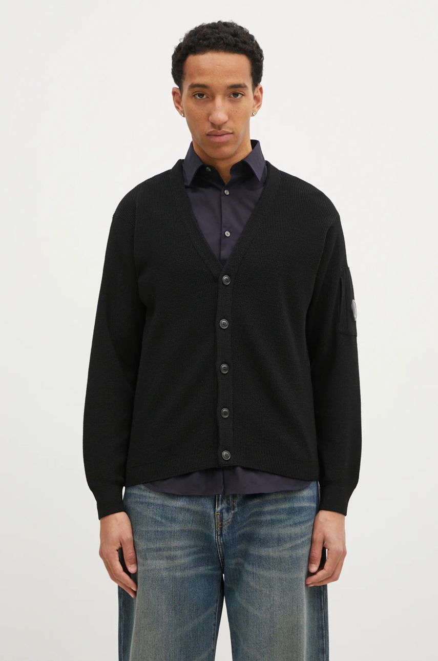 Sweater C.P. Company Re-Wool Knit Cardigan Sort | 17CMKN253A006595A, 0