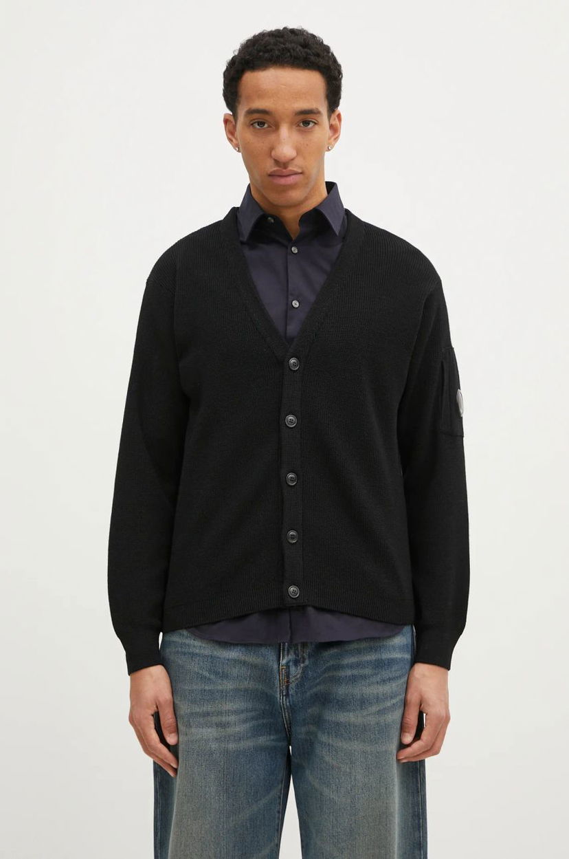 Sweater C.P. Company Re-Wool Knit Cardigan Sort | 17CMKN253A006595A