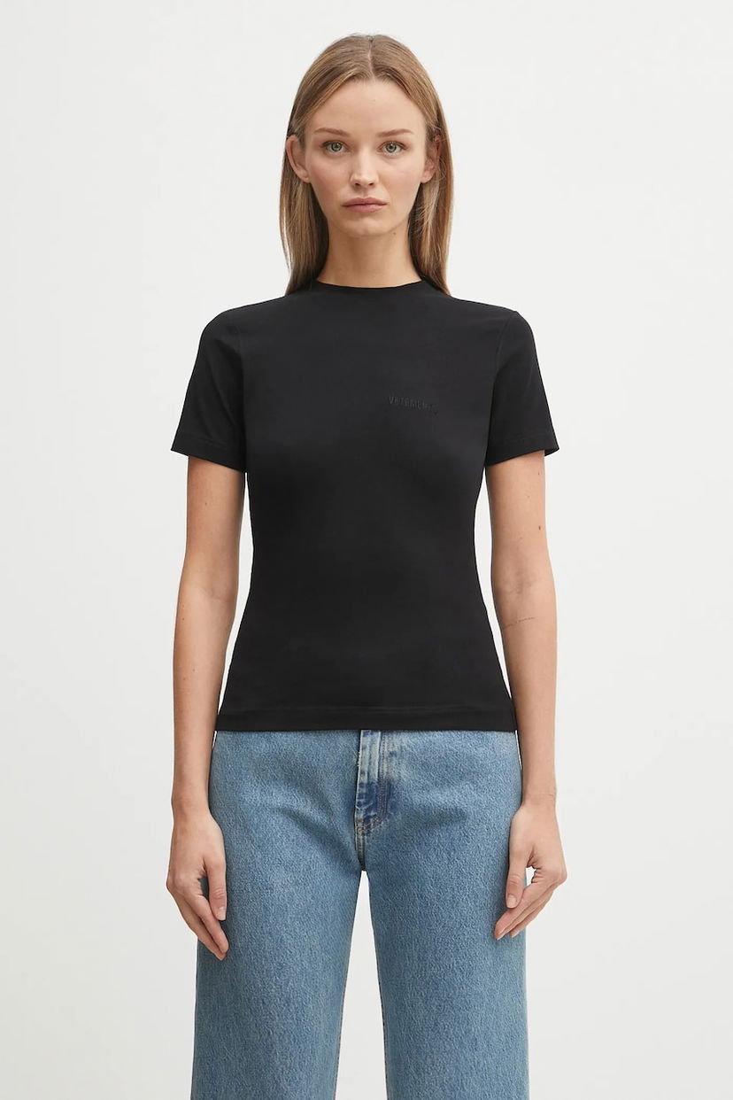 T-shirt VETEMENTS VETEMENTS Logo Fitted T-Shirt Sort | WH76TR130B