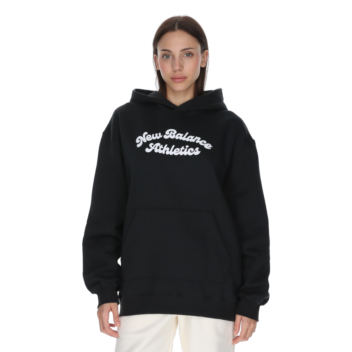 Sweatshirt New Balance Linear Heritage Hoodie Sort | WT53509-BK, 0