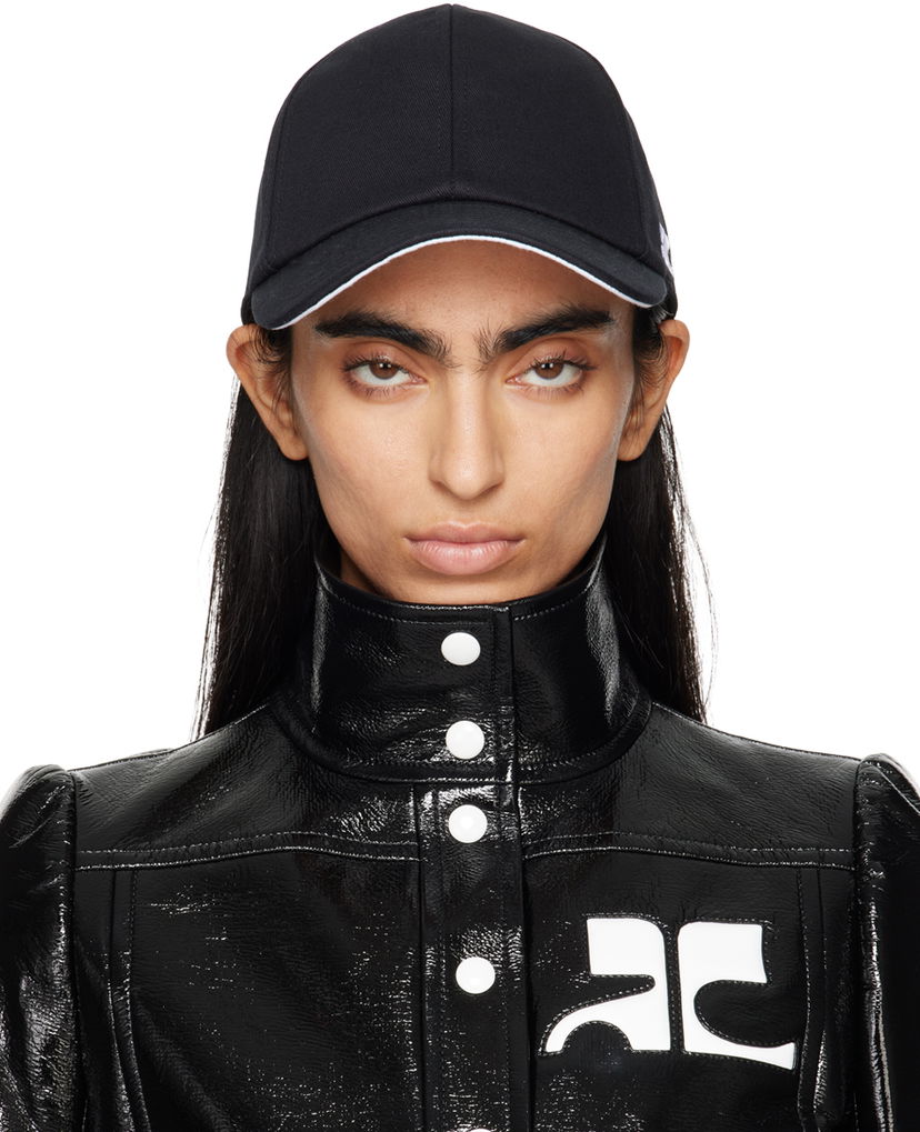 Kasket Courrèges Signature Cotton Cap Sort | 124ACT033CO0024