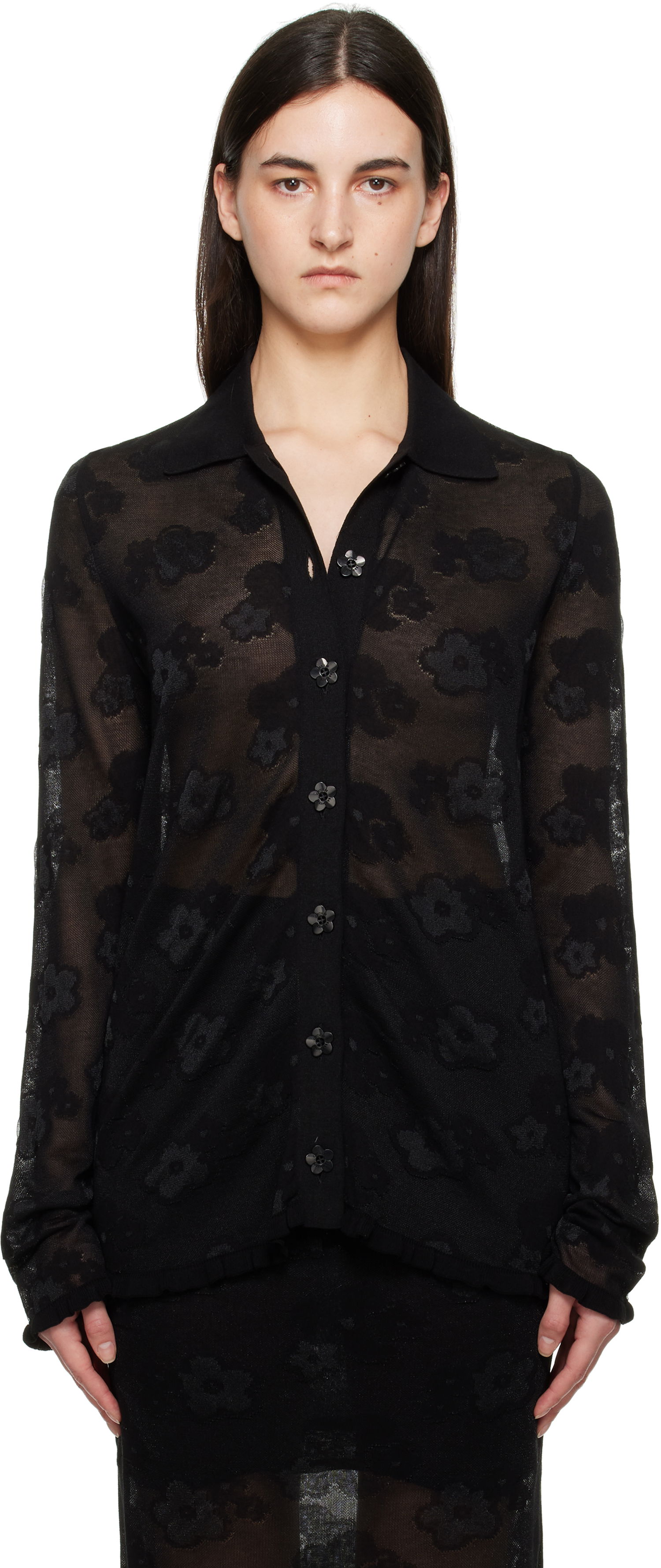 Sweater Cecilie Bahnsen Cecilie Bahnsen Petra Floral Cardigan Sort | 1.25KNI50004 PETRA CARDIGAN, 0