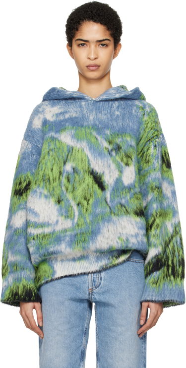 Sweatshirt The Attico Attico Swan Print Knit Hoodie Flerfarvet | 250WCK00114 MIX015AA, 0