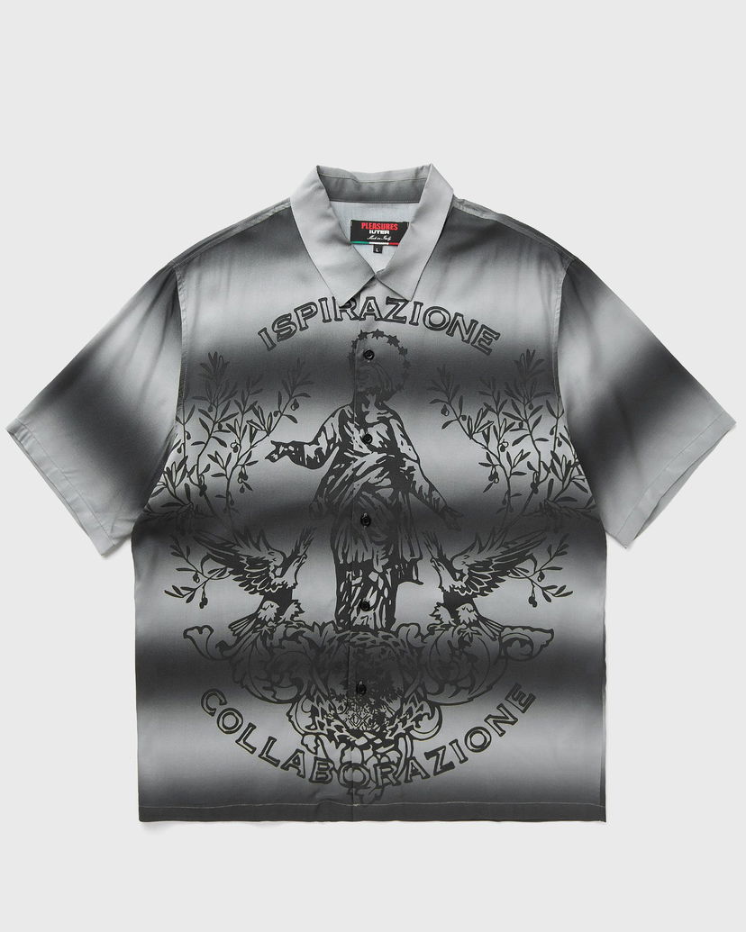 Skjorte Pleasures Iuter Giovanni Button-Up Shirt Grå | P24IU012-SILVER
