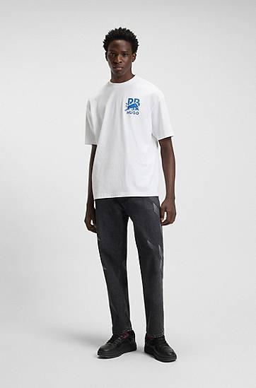 T-shirt BOSS RB cotton T-shirt with bull-graphic logo Hvid | 50549307, 1