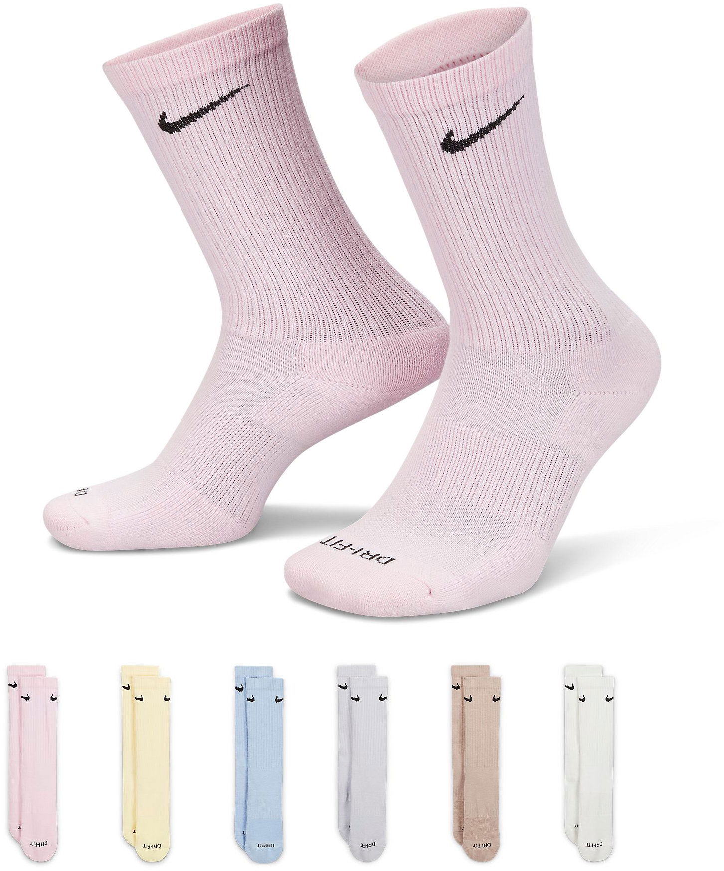 Sokker Nike Everyday Plus Cushioned Crew Socks (6 Pairs) Lyserød | sx6897-906, 0