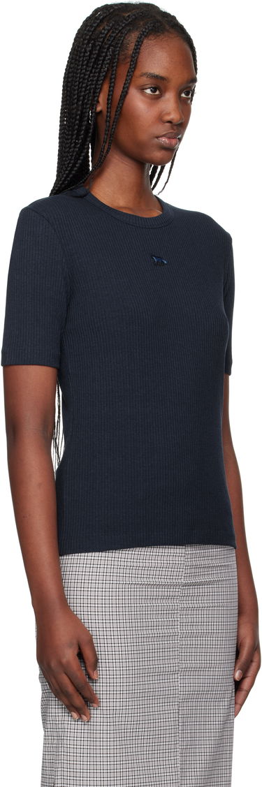 T-shirt MAISON KITSUNÉ Maison Kitsuné Baby Fox Ribbed Fitted T-Shirt Mørkeblå | OW00124KJ0134, 1