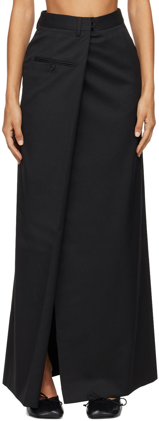 Nederdel Maison Margiela MM6 Black Slit Maxi Skirt Sort | S62MI0025 M35227