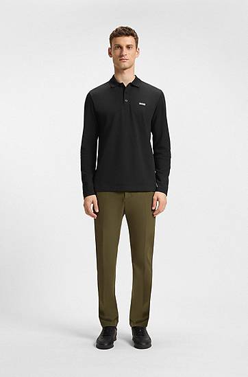 Polo skjorte BOSS Long-Sleeve Cotton Pique Polo Shirt Sort | 50536609, 1