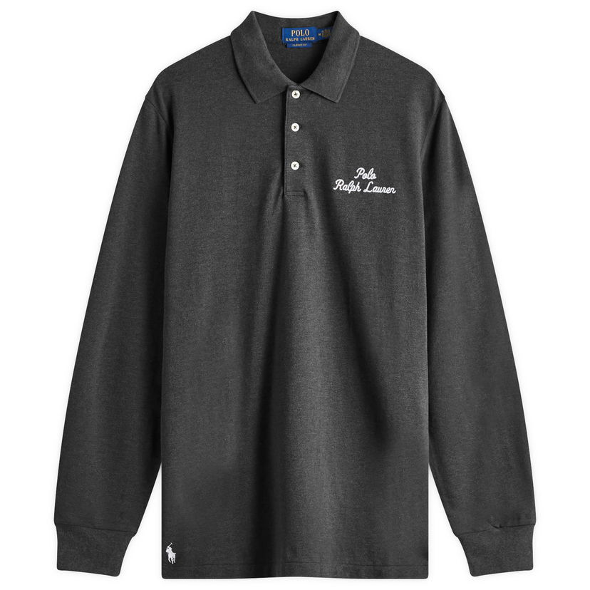 Polo skjorte Polo by Ralph Lauren Script Logo Long Sleeve Polo Shirt Grå | 710957364003