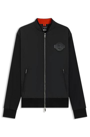 Bomberjakke BOSS Porsche x BOSS Cotton-Blend Jersey Jacket Sort | 50543675