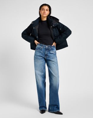 Puffer jakke Lee Hooded Short Puffer Jacket Sort | 112355162, 1