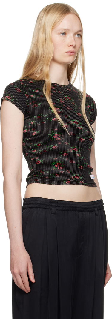T-shirt Alexander Wang Alexander Wang Floral-Print Scoop Neck T-Shirt Sort | WL002P, 1
