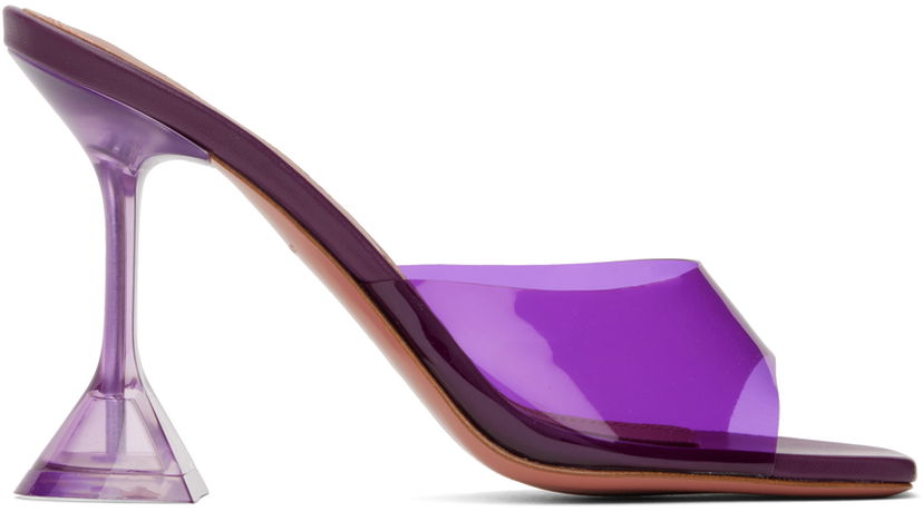 Skopleje Amina Muaddi Amina Muaddi Lupita Glass Slipper Heeled Sandals Lilla | LUPITA GLASS SLIPPER CL PLEXI PV