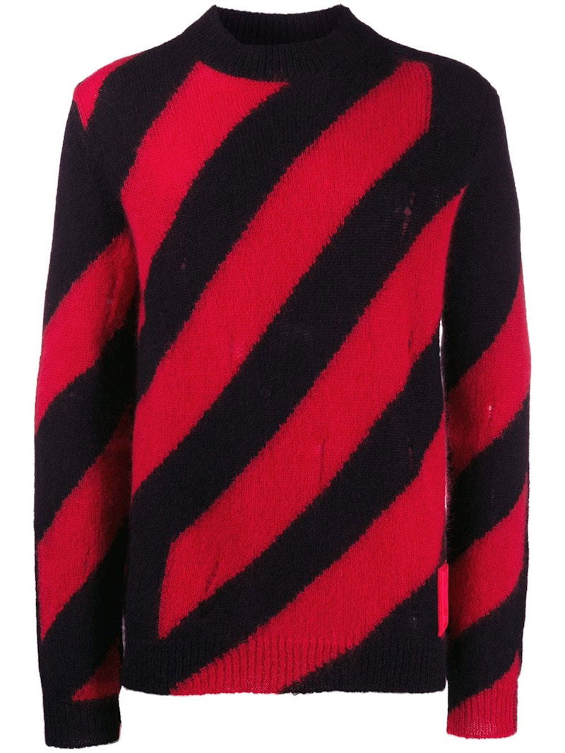 Sweater Off-White Diag Mohair Sweater Rød | OMHE028E19B020022000