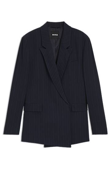 Jakke BOSS BOSS Relaxed-Fit Pinstripe Blazer Mørkeblå | 50548492
