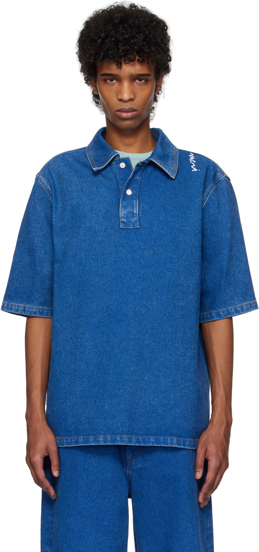 Polo skjorte Marni Marni Oversize Denim Polo Blå | POJU0001S0 USCU83