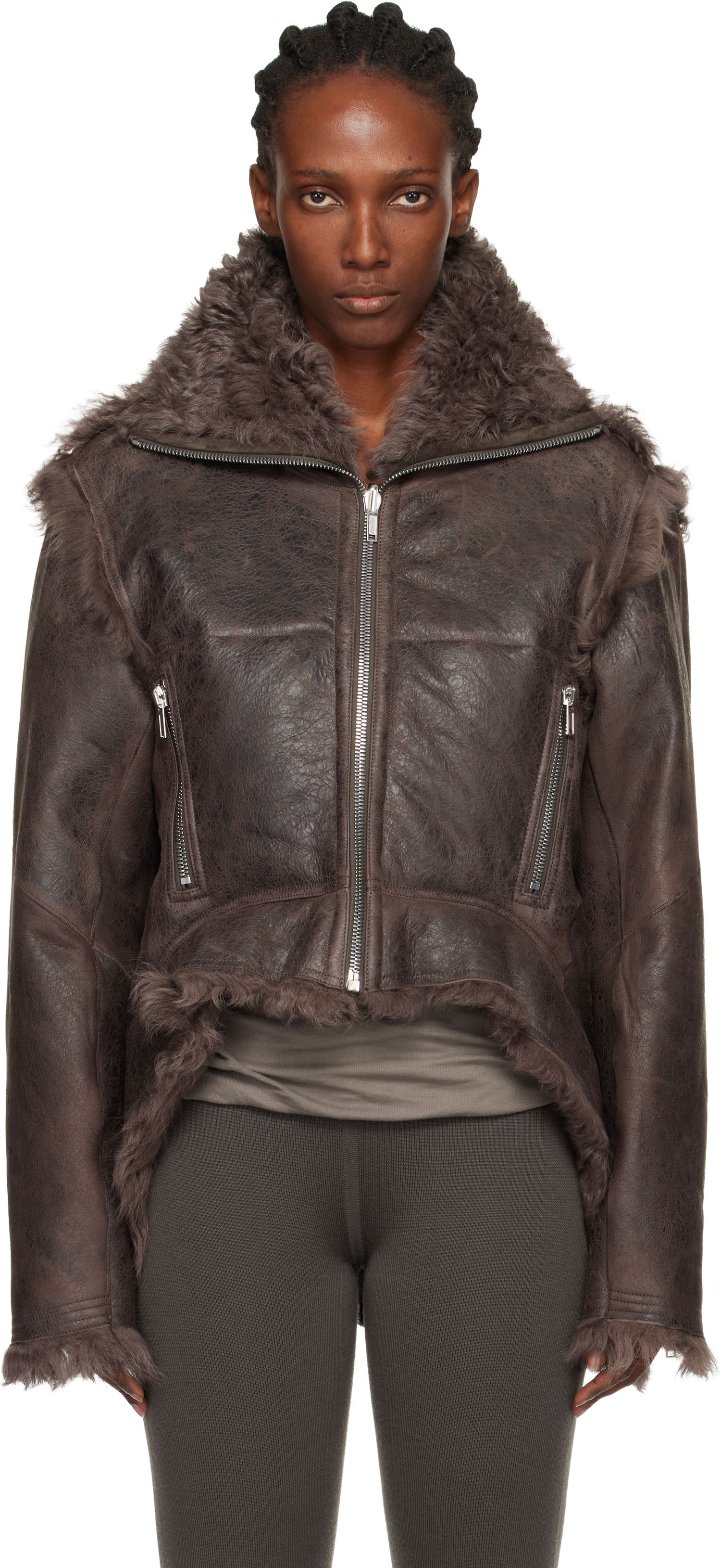 Jakke Rick Owens Concordians Exploder Reversible Shearling Jacket Brun | RP02E4722 LSHTR, 0