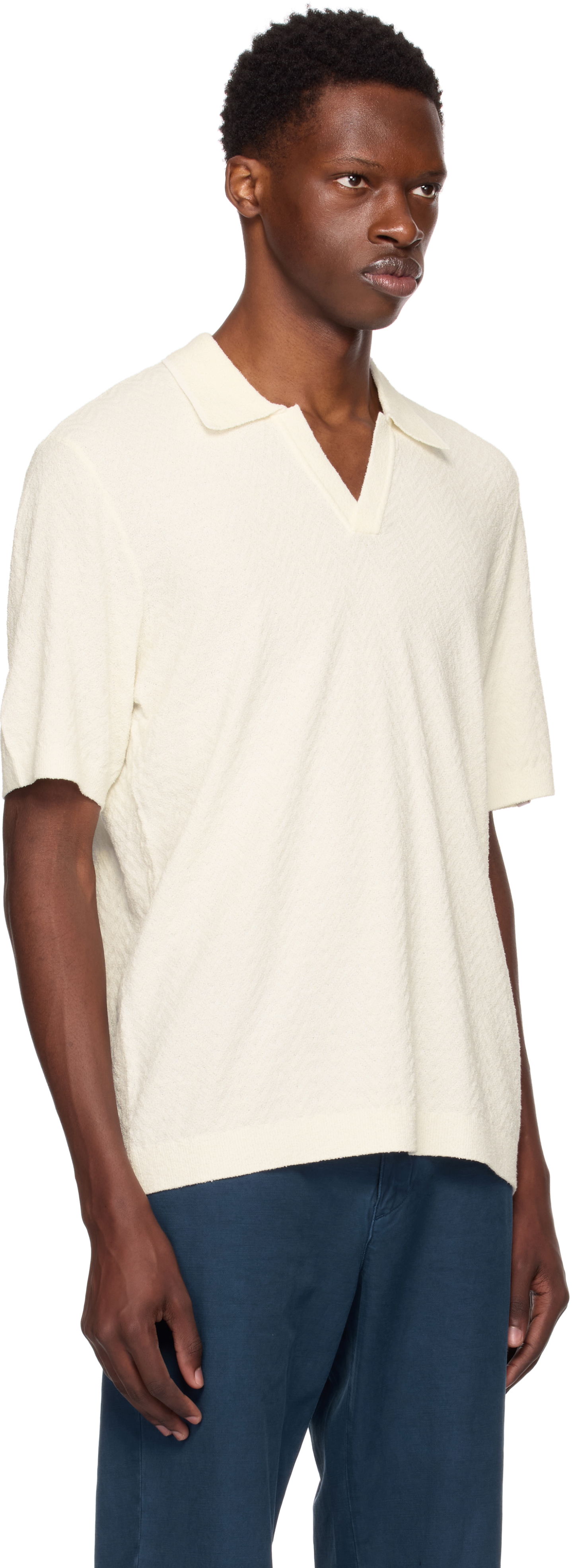Polo skjorte rag & bone Rag & Bone Zuma Herringbone Knit Polo Hvid | MBS25P019NC19, 1