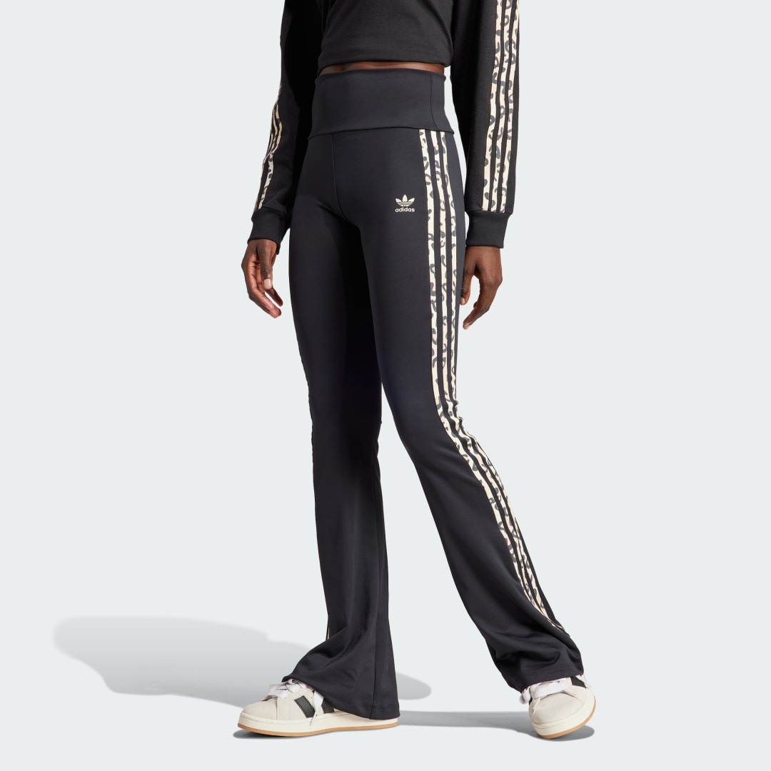 Leggings adidas Originals Leopard Luxe 3-Stripes Infill Flared Leggings Sort | IY7058, 1