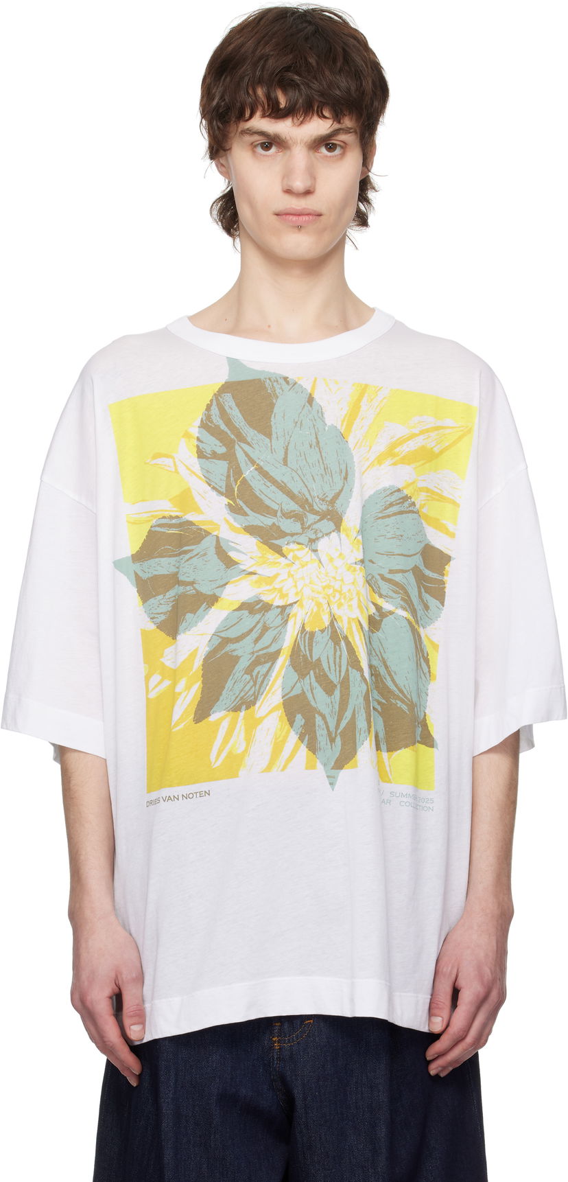 T-shirt Dries Van Noten Dries Van Noten Floral Graphic T-Shirt Hvid | 251-021141-1608