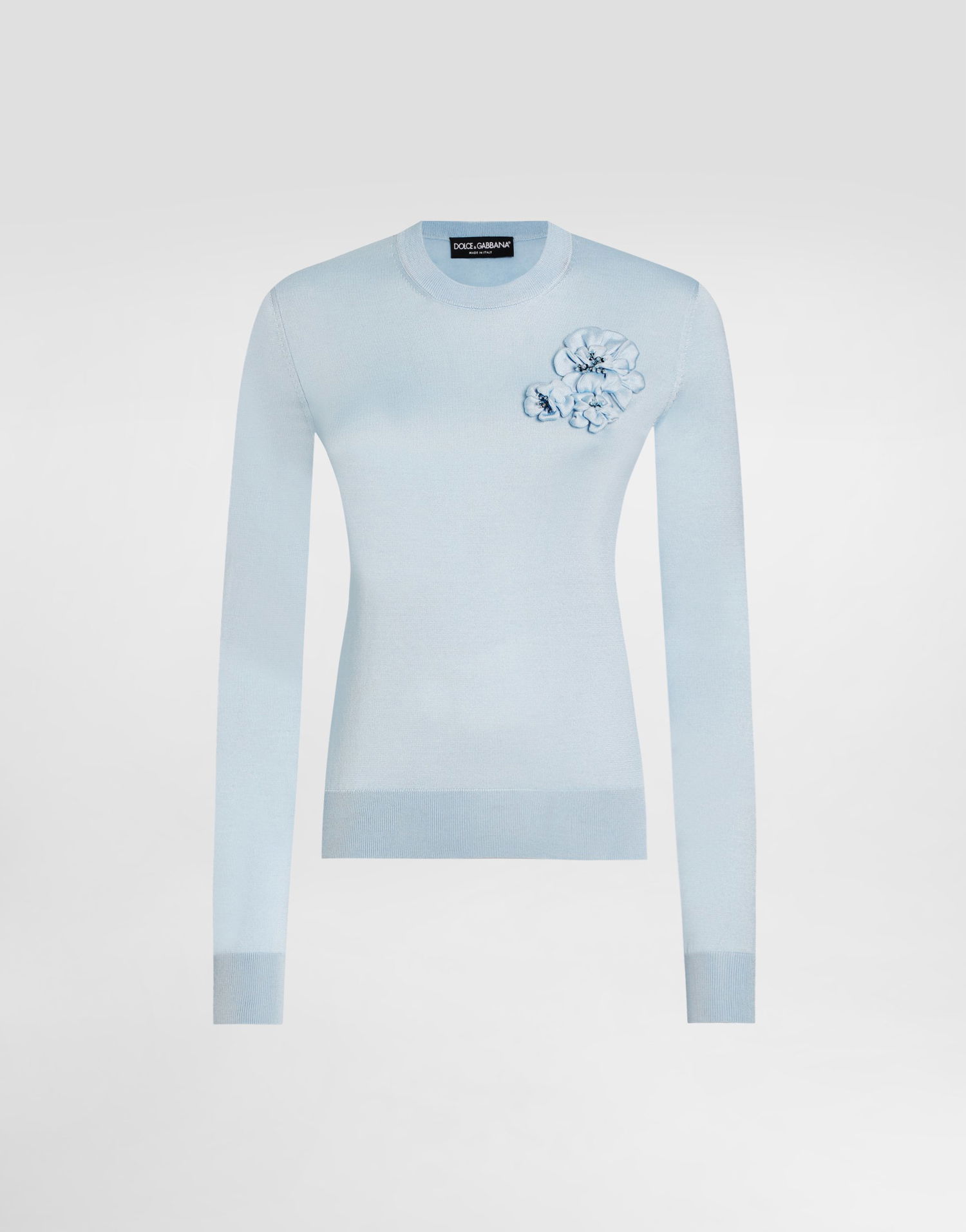 Sweater Dolce & Gabbana Dolce & Gabbana Silk Pullover with Flower Brooch Blå | FXX48ZJBSO1B1581, 0