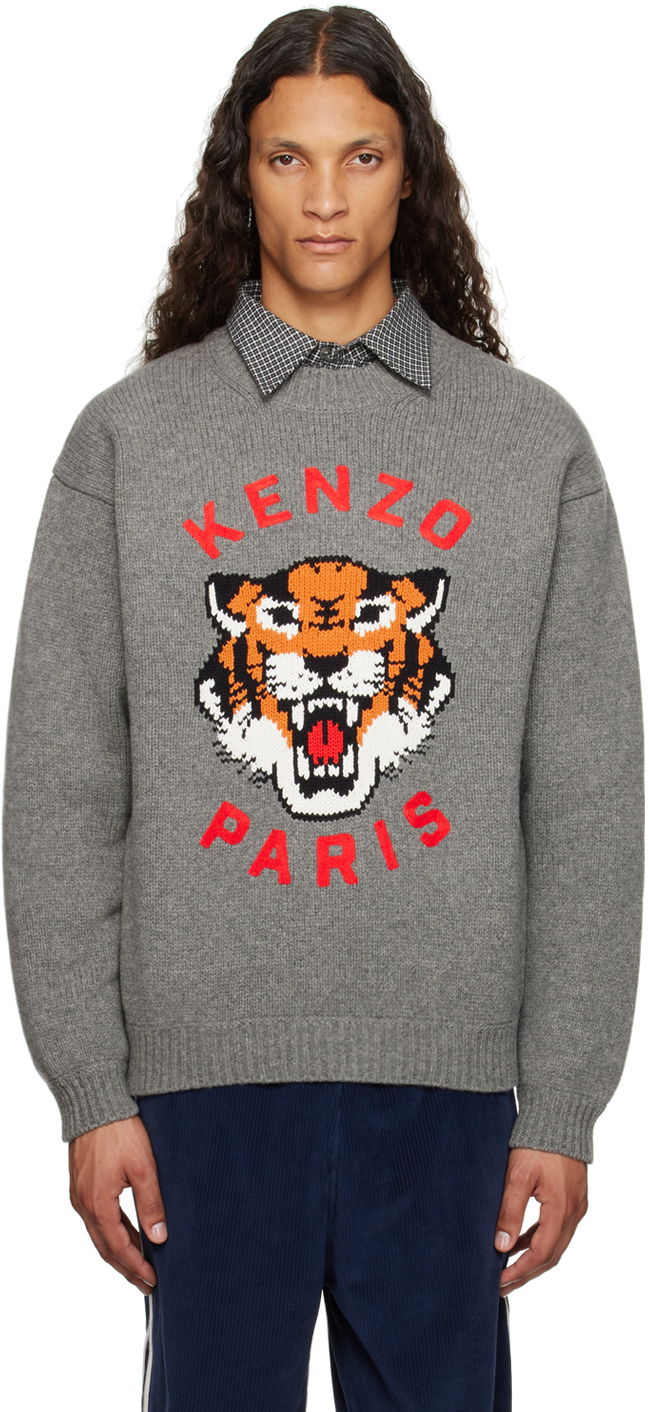 Sweater KENZO Gray Paris 'Lucky Tiger' Sweater Grå | FE68PU4773LH