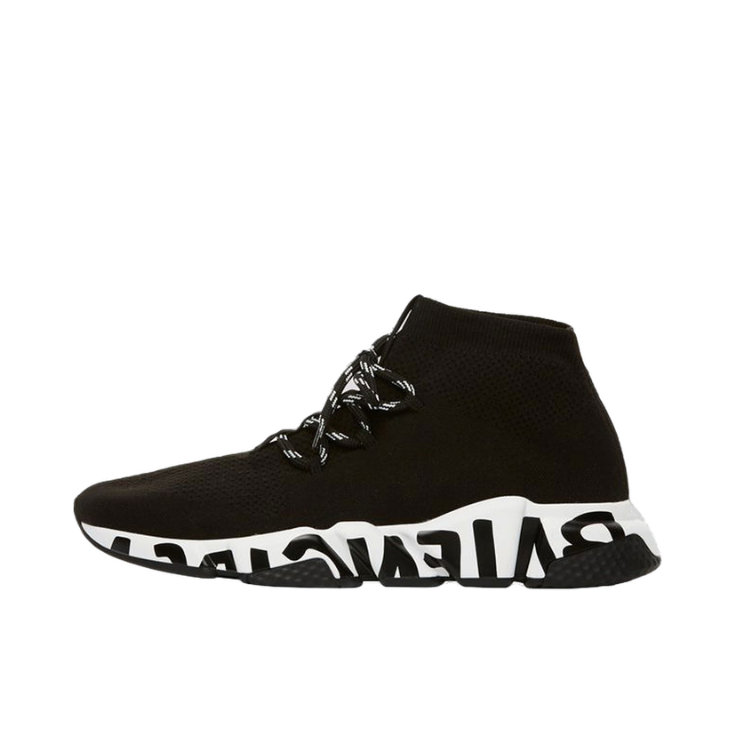 Sneakers og sko Balenciaga Speed Lace Up Graffiti Black White Sort | 621611W05GE1015