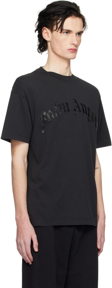 T-shirt Palm Angels Curved Logo Oversize T-Shirt Sort | PMAA001S25JER0041010, 1
