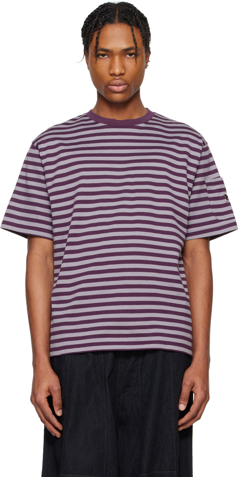 T-shirt Needles NEEDLES Cotton Stripe T-Shirt Lilla | QV364