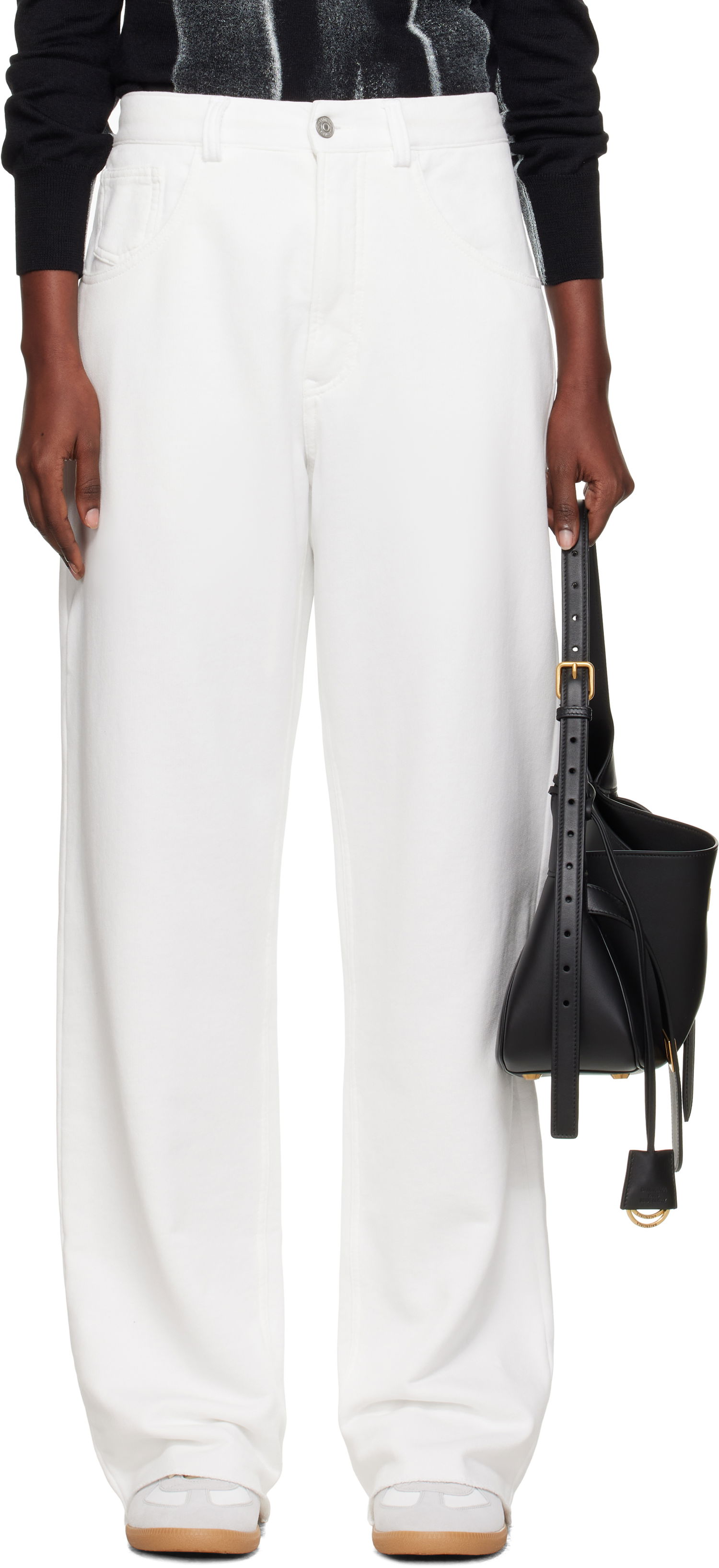 Bukser Maison Margiela MM6 Maison Margiela Brushed Sweat Jersey Trousers Hvid | S52KA0548 M25014, 0