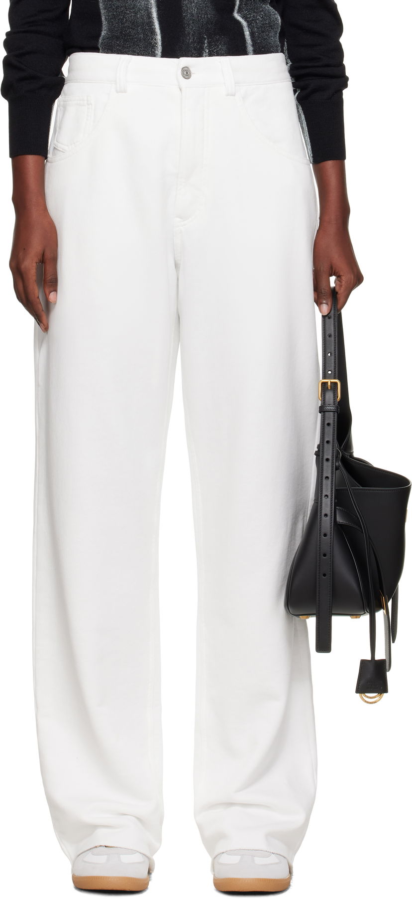Bukser Maison Margiela MM6 Maison Margiela Brushed Sweat Jersey Trousers Hvid | S52KA0548 M25014