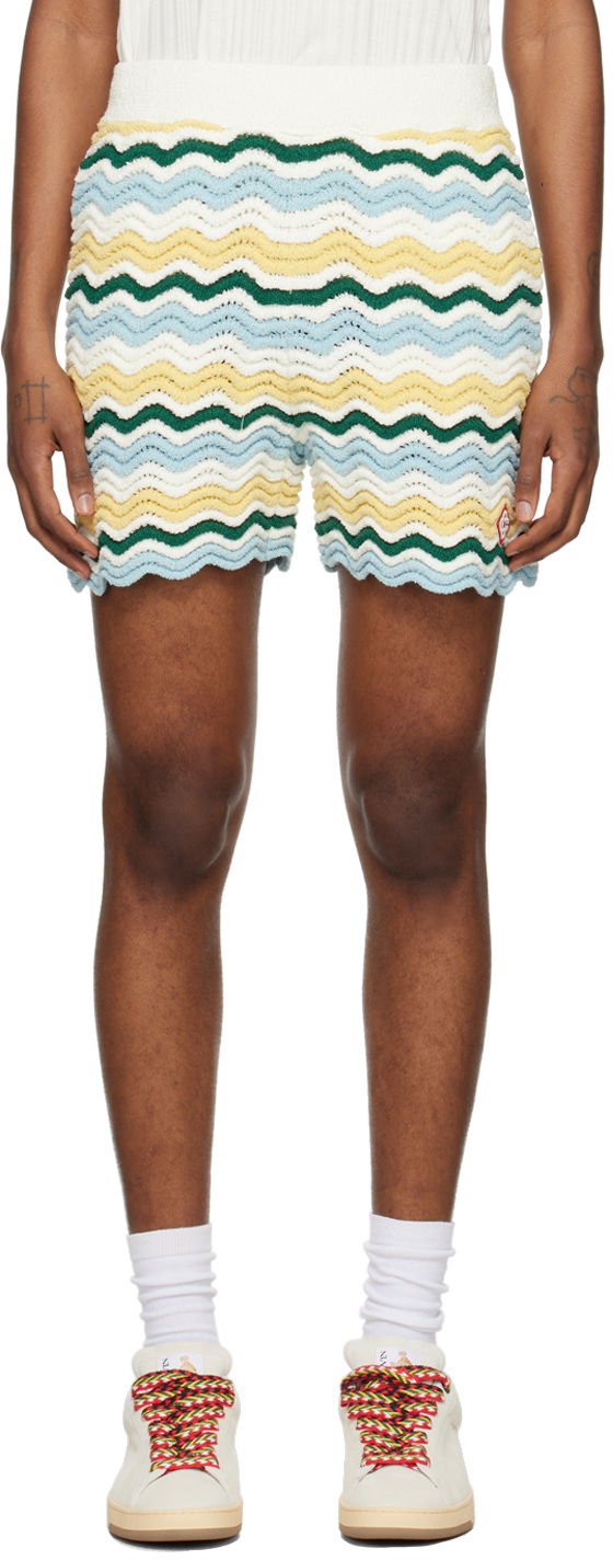 Shorts Casablanca Wavy Bouclé Shorts Grøn | MPS24-KW-601-01