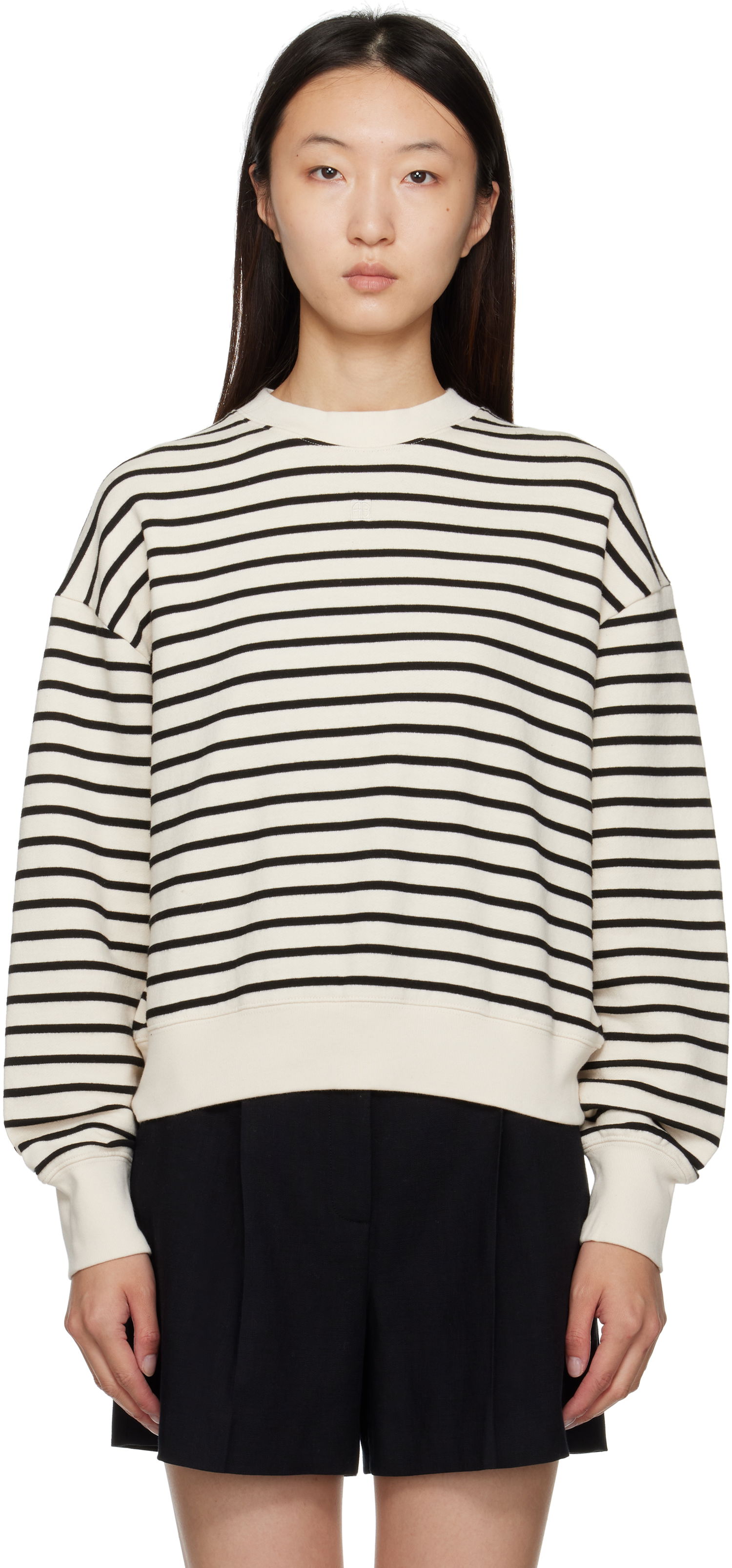 Sweatshirt Anine Bing ANINE BING Dean Striped Sweatshirt Hvid | A-08-11436-MTL69, 0