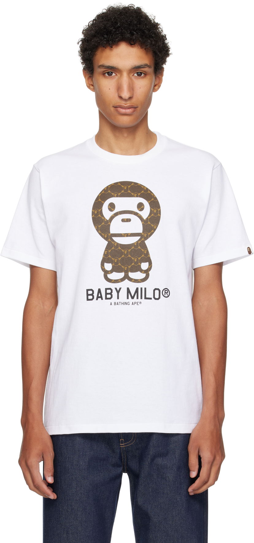 T-shirt BAPE BAPE College Monogram Baby Milo T-Shirt Hvid | 002TEL301008M