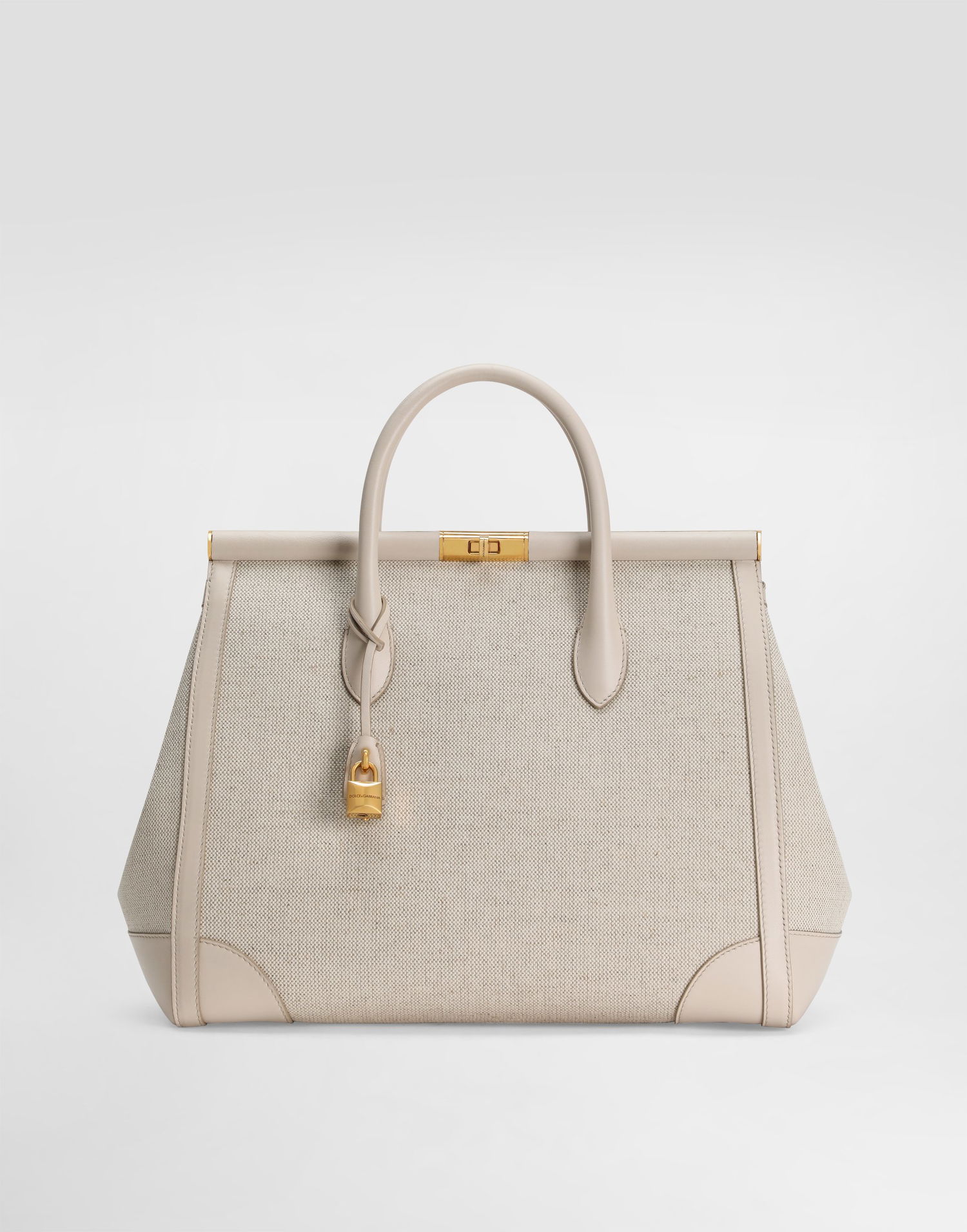 Håndtaske Dolce & Gabbana Dolce & Gabbana Marlene Fabric and Calfskin Handbag Beige | BB7763A9AC88M043, 0