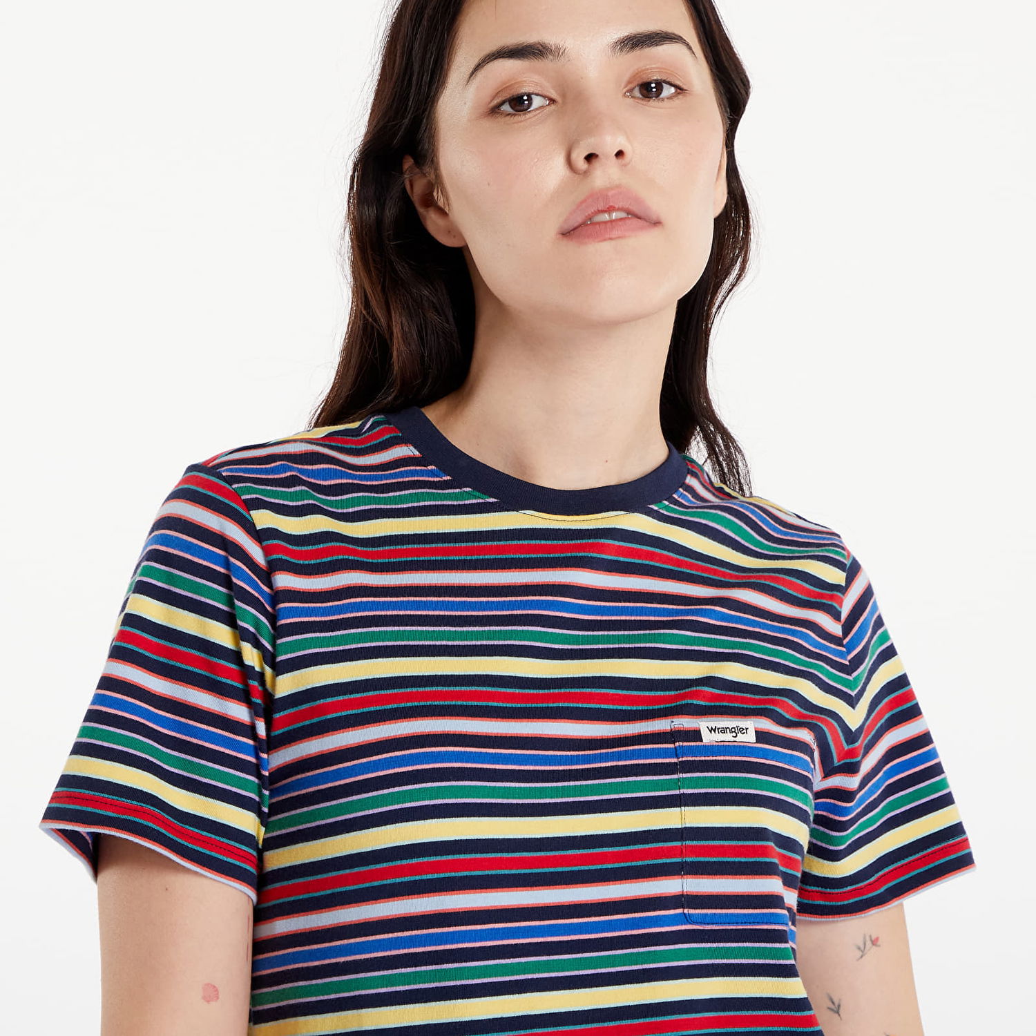 T-shirt Wrangler Stripe Tee Navy Mørkeblå | 112356456, 1