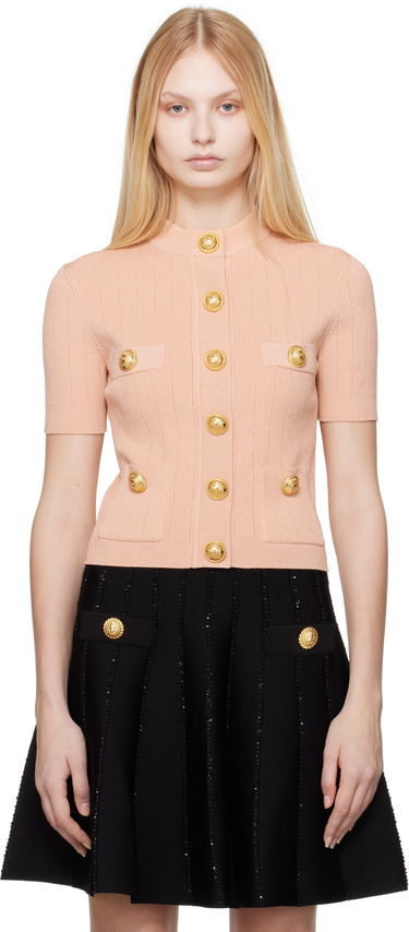 Sweater Balmain Balmain 4-Pocket Knitted Cardigan Lyserød | EF1KL023KB07, 0