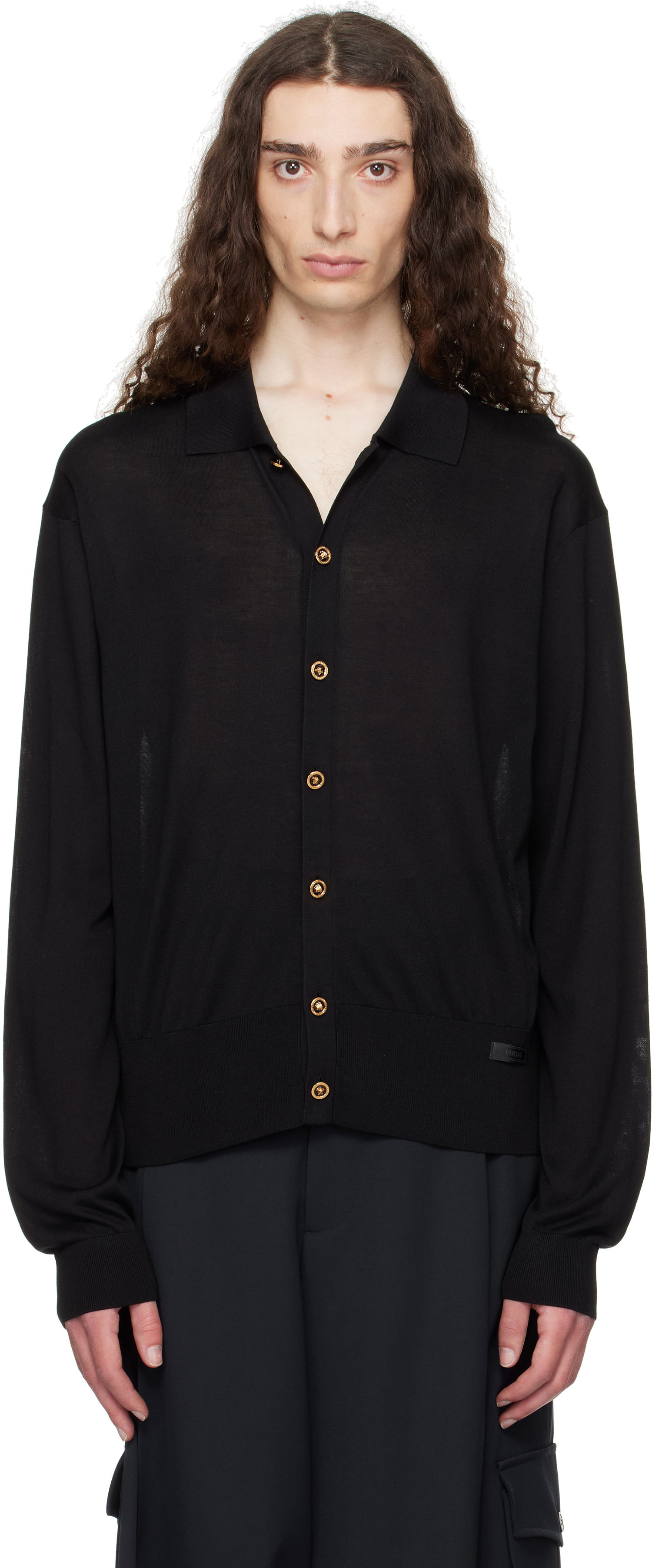 Sweater Versace Versace Knit Silk Cardigan Sort | 1020281_1A12273, 0