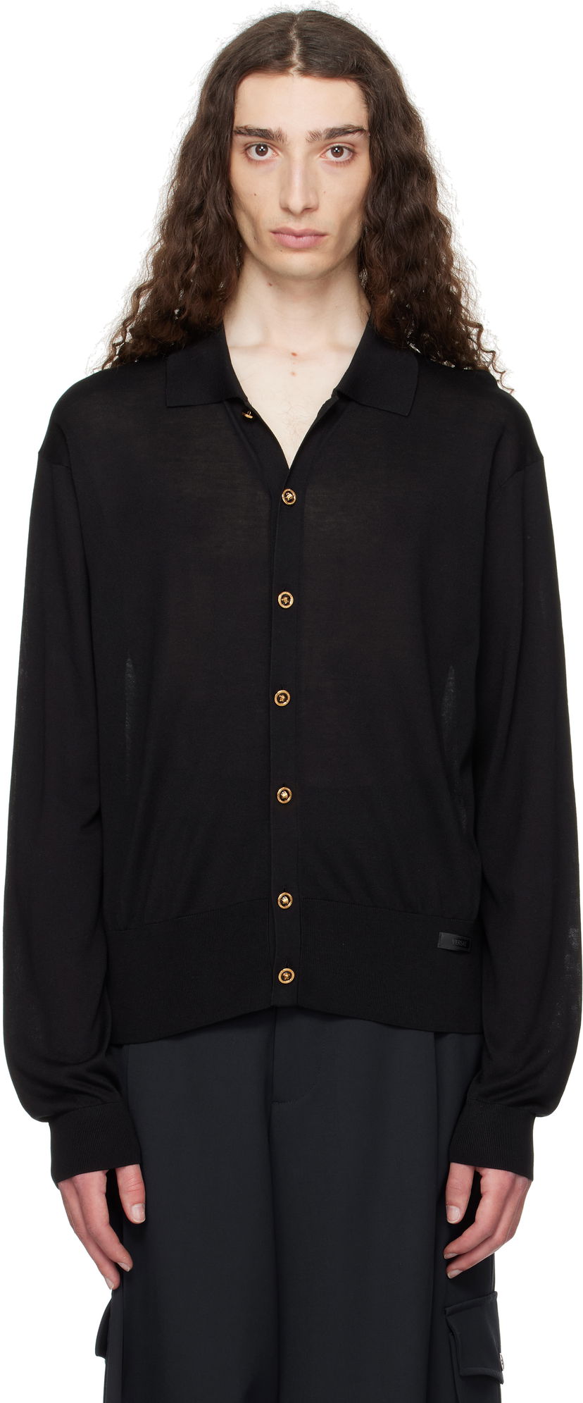 Sweater Versace Versace Knit Silk Cardigan Sort | 1020281_1A12273