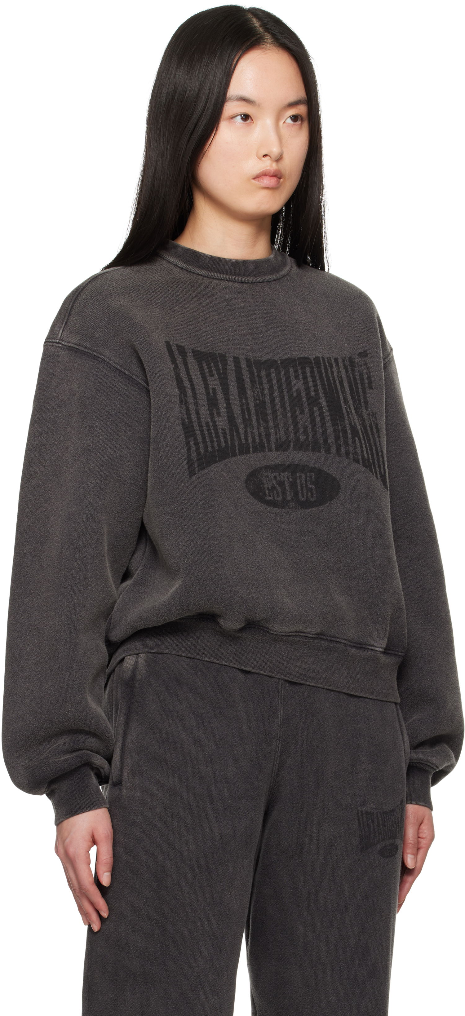 Sweater Alexander Wang Alexander Wang Distressed Logo Sweatshirt Grå | 4CC2251539, 1