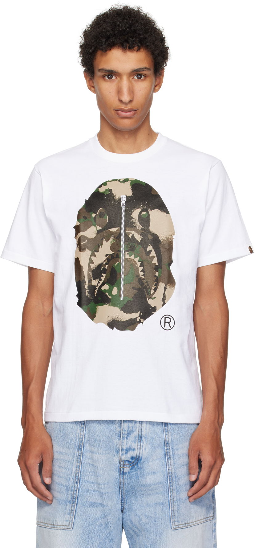 T-shirt BAPE A Bathing Ape Map Camo Ape Head Shark T-Shirt Hvid | 001TEL301023M